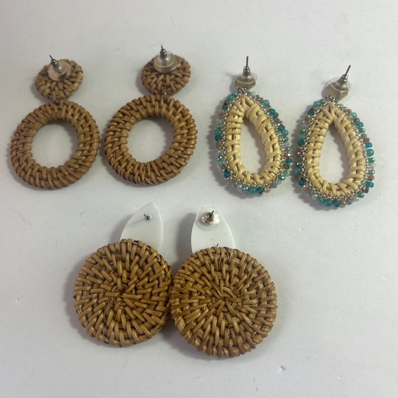 Rattan Statement Woven Women Drop Dangle Earrings. - Picture 5 of 5